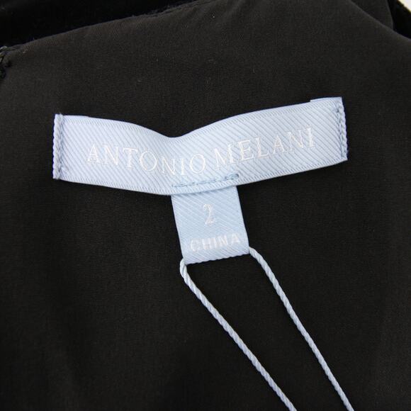 Antonio Melani Jumpsuit Black Velvet Long Sleeve V Neck Tie Waist Surplice 2 NWT - Picture 6 of 9